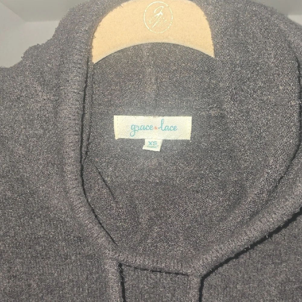 Grace & Lace Bambu Hooded Cowl Neck  Sweater - Picture 3 of 5